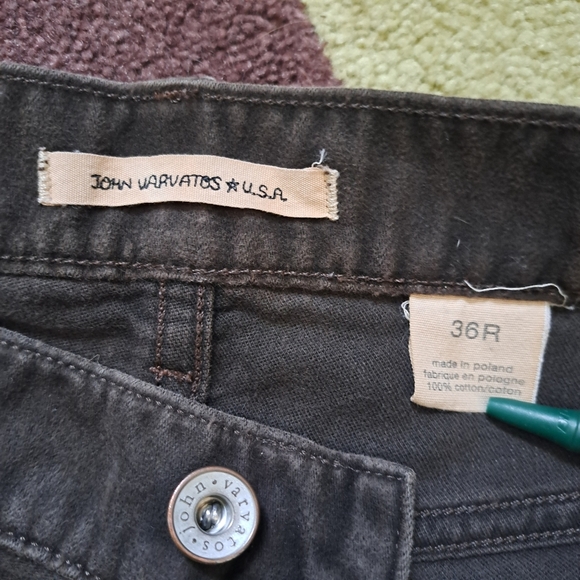 John Varvartos Pants Jeans Men's 36x35 Brown Button Fly Authentic Fit Cotton USA - Picture 4 of 11
